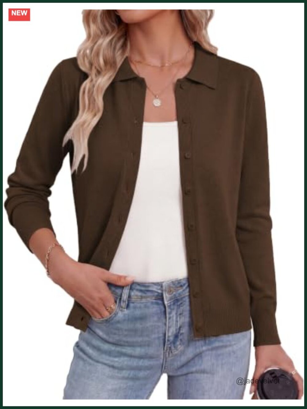 Lightweight Long Sleeve Button Down Cardigan Sweater for Women Knit Lapel